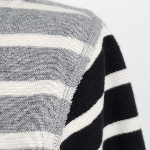 J Crew Striped Gray & Black Waffle Long-Sleeve Top - Picture 3 of 4